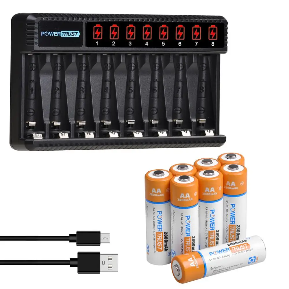 Tenergy Pilas recargables AA y AAA de alta capacidad, NiMH 2800 mAh AA 1100  mAh NiMH AAA, 24 baterías recargables de 12 AA y 12 AAA