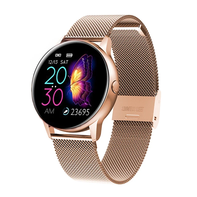 Для женщин IP68 водонепроницаемый смарт-часы Bluetooth Smartwatch для Apple IPhone xiaomi LG монитор сердечного ритма фитнес-трекер - Цвет: Steel Rose Gold