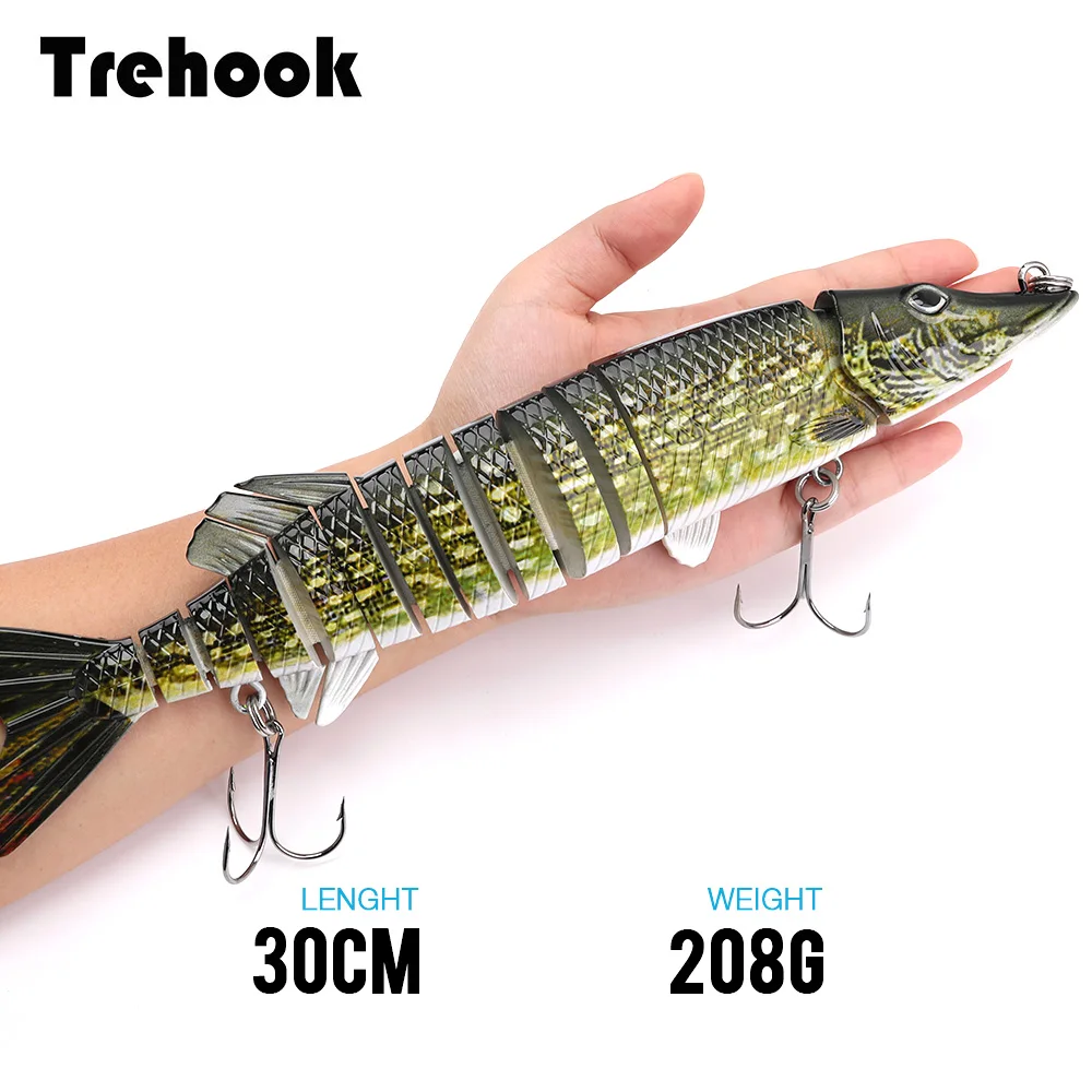 TREHOOK, 30 см, 208 г, супер большие воблеры для ловли щуки, приманка для ловли дикаря, аксессуары для морской рыбалки, рыболовные снасти, приманка, приманка, жесткая приманка