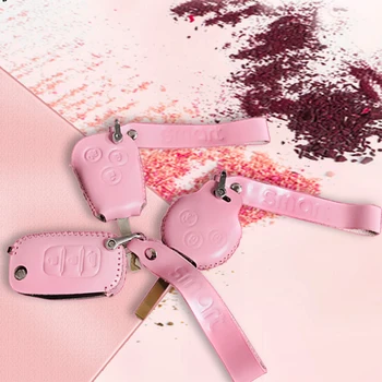 

For Smart 451 453 fortwo forfour Leather Car Keychain Key Chain Rings Car Key Protection Keyholder Auto Accessories Stickers