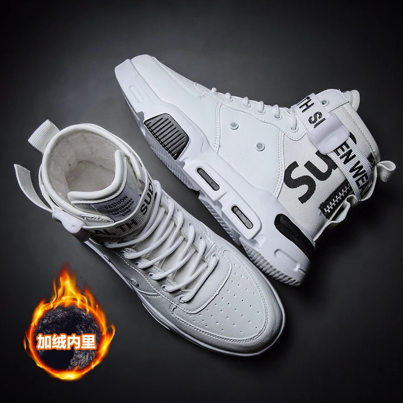 Обувь с высоким берцем; мужские зимние теплые кроссовки на платформе; tenis zapatillas hombre basket hombre; мужские кроссовки для тренировок; обувь с белым мехом