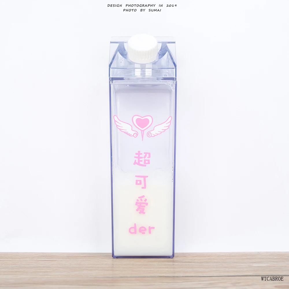 Girls 1000ml Plastic Water Bottle Milk Carton Juice Cup