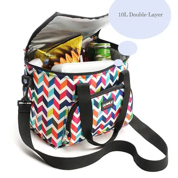 

10L Insulated Cooler Lunch Bags Large Capacity Thermal Double Layer Multi-Function Camping Picnic Box Outdoor Adjustable Buckle