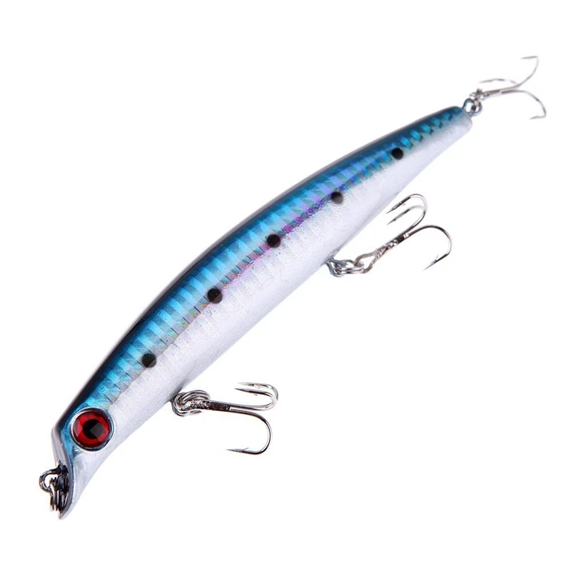 

3D Eyes Crank bait Minnow Fishing Hard Lure 12cm / 15g 3 Treble Hooks Diving 0.5-1.5m(blue)
