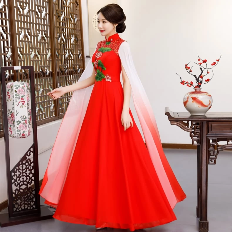 Свадебное длинное платье, Ретро стиль, вечерние платья Cheongsam, Восточное вечернее платье, китайское традиционное женское элегантное красное платье Qipao, сексуальное платье qipao