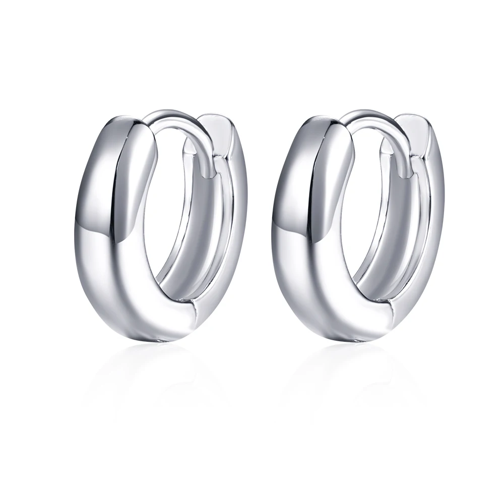 Посеребренный HanCheng Fashion Silver circle Earrings Minimalistic Small Hoop Earrings for Women Jewelry Round Srebrne Kolczyki Oorbellen - Окраска металла: Посеребренный