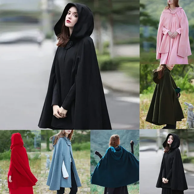 Halloween Medieval Renaissance Cosplay Costumes for Women Vintage Hooded Short Cloak Adult Witch Loose Plus Size Jacket |