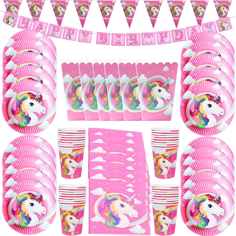 Weigao Service De Table Jetable Pour Dejeuner Pour Fete D Anniversaire Kit De Fete A Theme Licorne Rose Blanc Kit De Reception De Bebe Anniversaire Licorne Aliexpress
