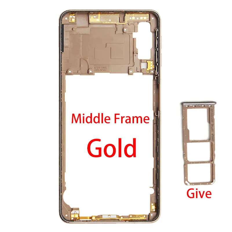 Передний корпус ЖК-рамка для Samsung Galaxy A7 A750F A750 средняя рамка Задний пластинчатый корпус - Цвет: Gold-Mid- frame sim