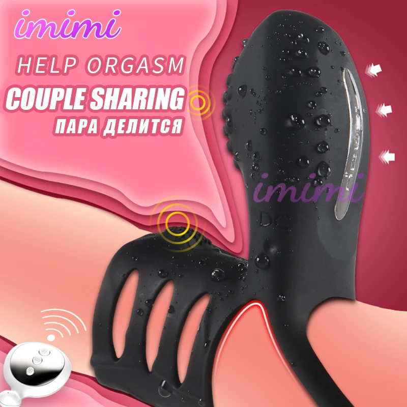 Vibrating Penis Ring Double Remote Control Cock Rings Vibrators Delay Premature Ejaculation Lock Sex Toys for Male Masturbator