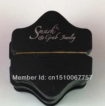 

Wholesale Free shipping Custom Logo Black Paper Earring Display tag Card Custom Silver Logo Moq:2000 pcs