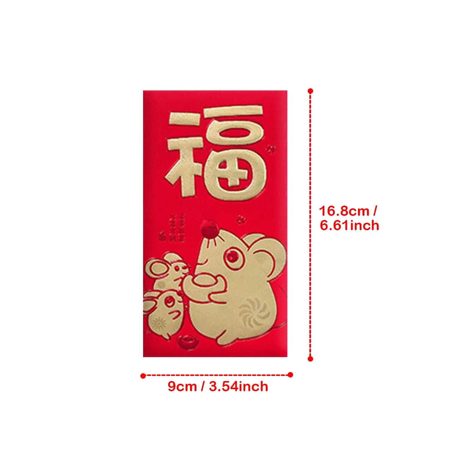 Besegad 24 шт китайские красные конверты год крысы Hong Bao фестиваль конверт для денег на Лунный год, праздник весны