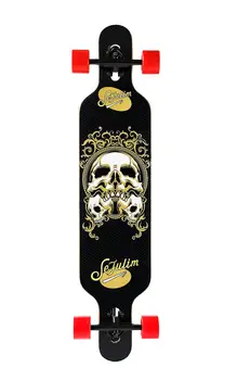 

Sefulim 39"x9" Complete Skull Skateboards Outdoor Street Concave Skateboard Gifts Double Kick Penny Skateboard for Boys Beginner
