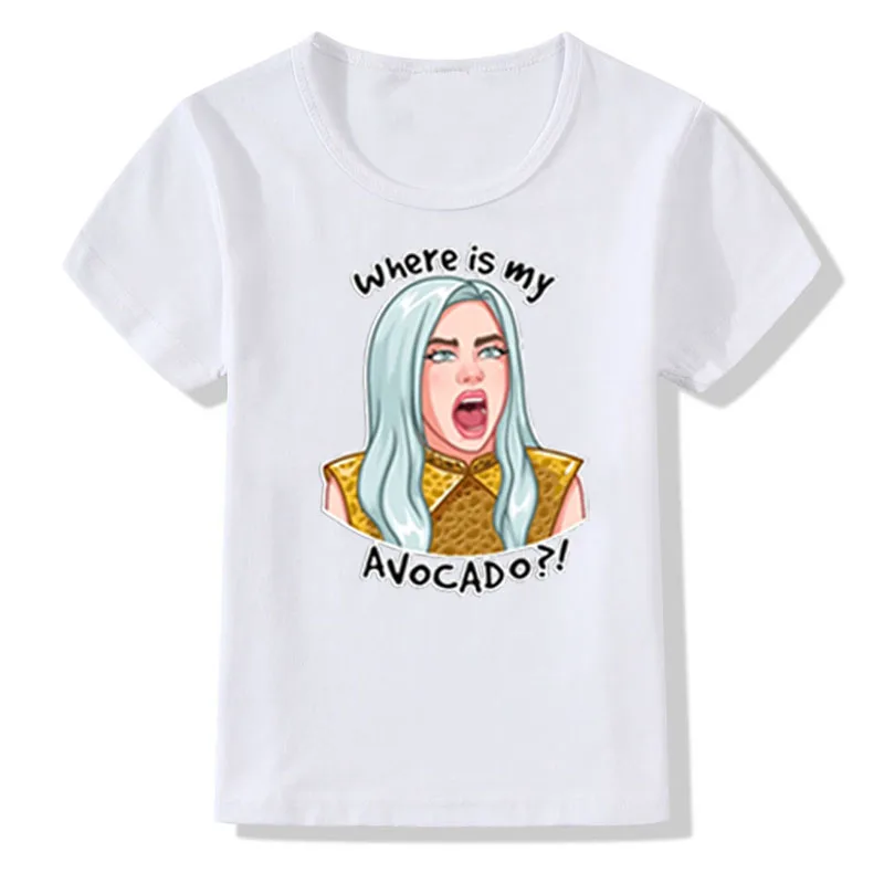 917n-bj-11-21-4 Детская футболка с принтом Billie Eilish белая футболка Harajuku/футболка для маленьких мальчиков и девочек модные топы, футболка Летняя футболка Vogue Billie Eilish - Цвет: 917n-bj-11-21-4