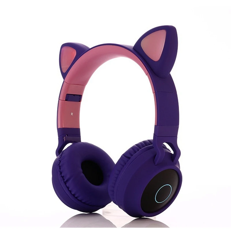 Наушники CLAITE с кошачьими ушками, светильник, Bluetooth 5,0, гарнитура, милые наушники, Беспроводная музыкальная Голосовая гарнитура