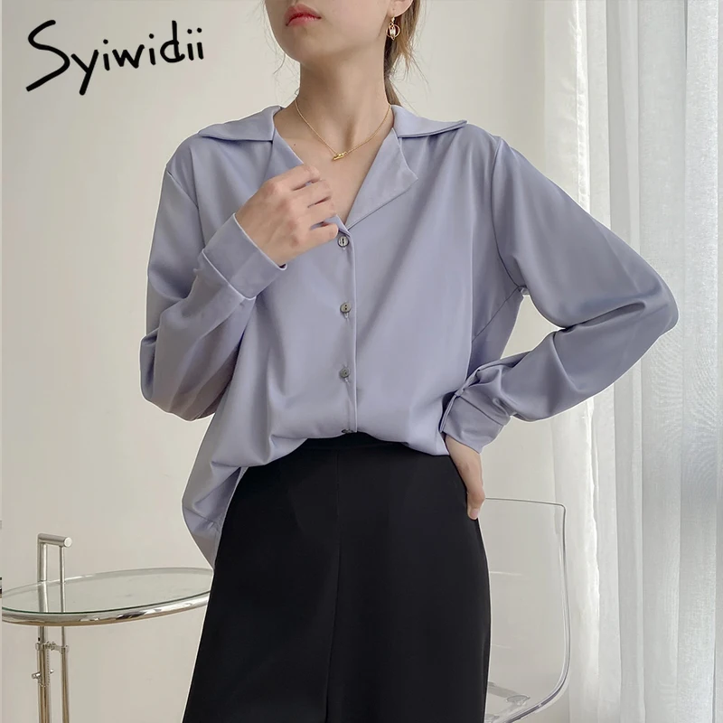 syiwidii рубашка женская Женский офисный костюм блузка с длинным рукавом в Корейском