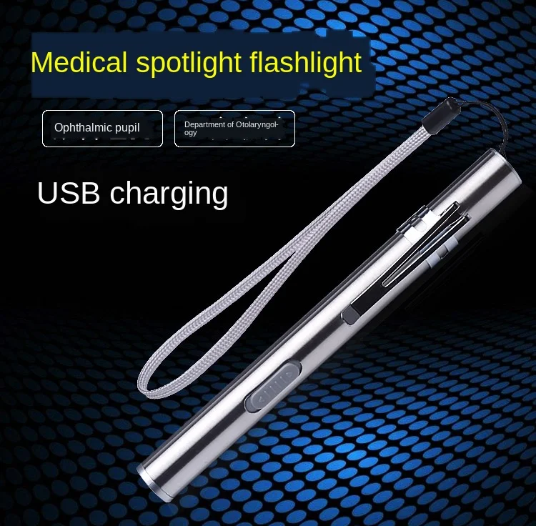 

Medical Handy Pen Light USB Rechargeable Mini Nursing Flashlight LED Torch + Stainless Steel Clip Quality & Professional