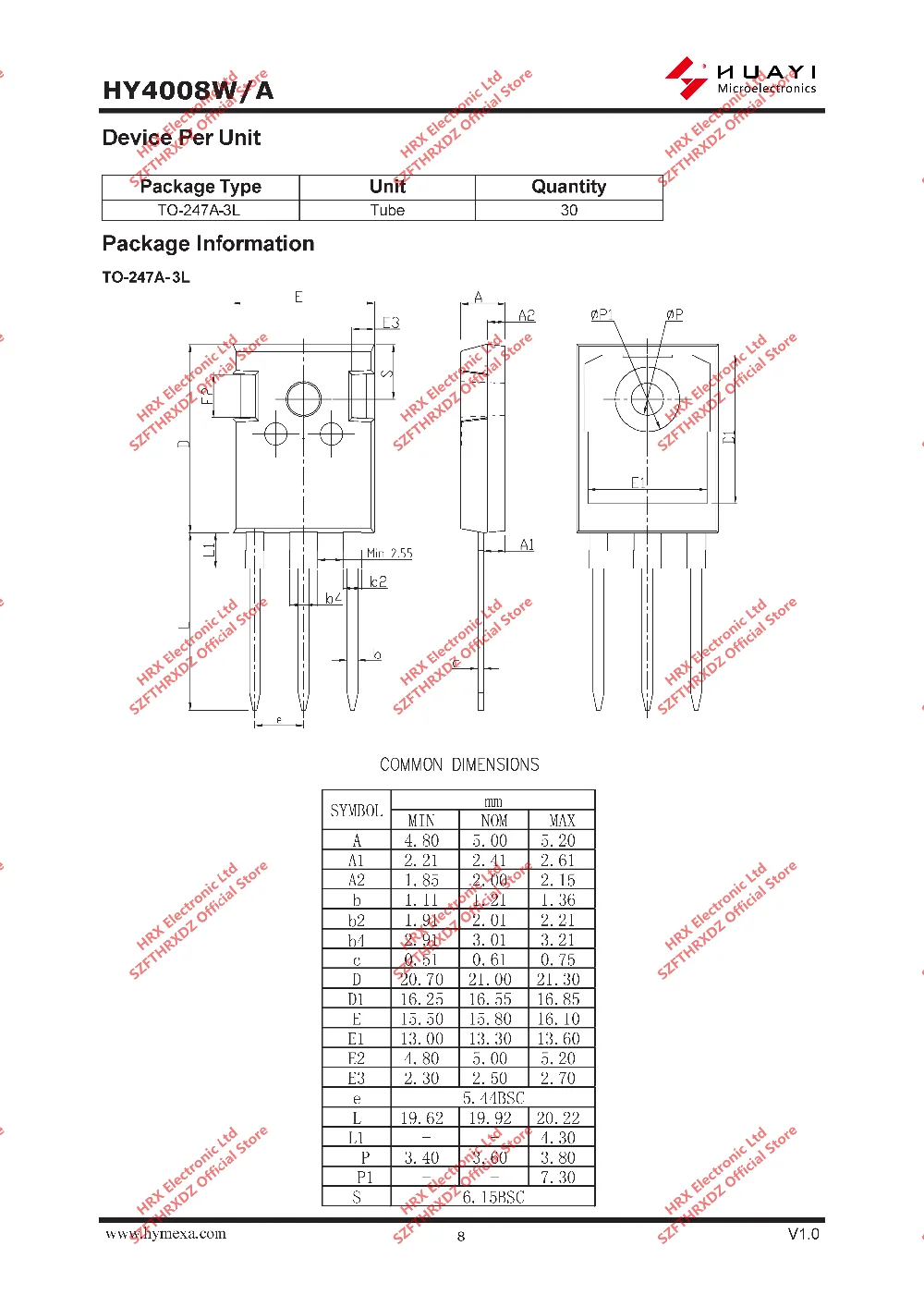 HY4008W TO-247A-3L HY4008 TO247 HY4008W TO247 30 шт/ламповый усилитель/330 шт./кор.(10 шт