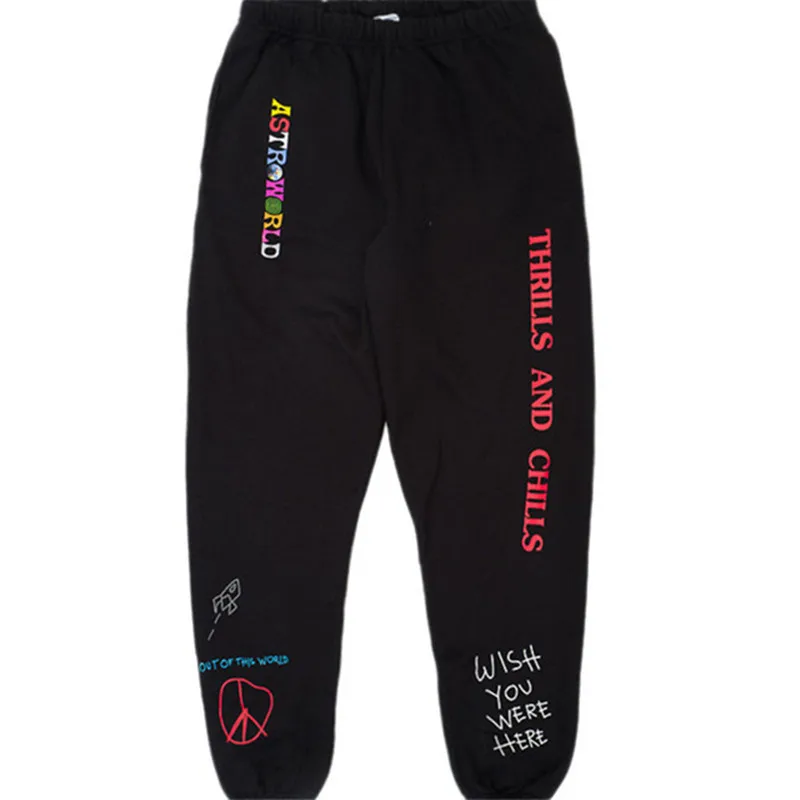 Best Quality TRAVIS SCOTT ASTROWORLD Letter Printed Women Men Jogging Pants Hip hop Streetwear Men Cotton Sweatpants s-xxl