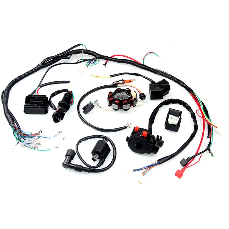 Motorcycle Full Wire Harness AC CDI Relay For CG125 150cc 175cc 200cc 250cc ATV Apollo Zongshen Lifan Ducar Razor dirk bike