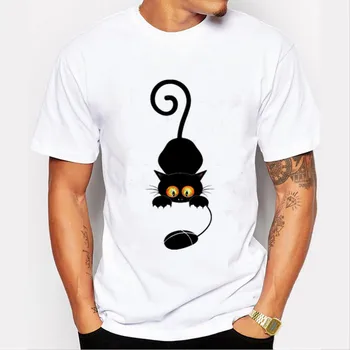 

2020 Mouse Cat T Shirt Hrarjuku T Shirt Men Tops Clothing Short-sleeved Printed Streetwear Hip Hop Tees Tshirts