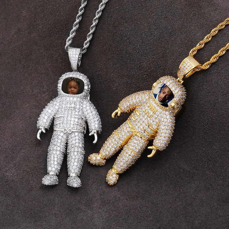 

Hip Hop Jewelry Custom Photo Necklace Frame Memory of Your Baby Child Mom Dad Grandparent Pet Loved Gift for Family Member Gift