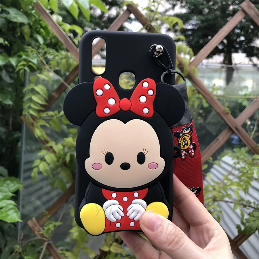 Маленький Стич бумажник с застежкой-молнией чехол для телефона для huawei Y5 Y6 Y7 Y9 премьер Nova 5i 5 Коврики 30 Honor 20 9X Pro P20 Lite чехол сумка - Цвет: Black Minnie