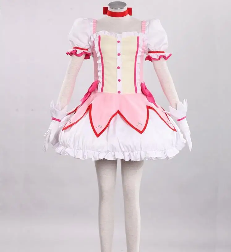 

Puella Magi Madoka Magica Magical Girl Kaname Madoka Cosplay Costume Short Ball Dress With Bowknots Cosplay Costume