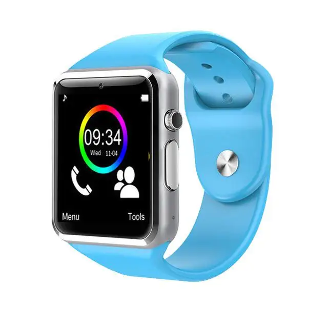 Наручные часы A1 Bluetooth, умные часы для мужчин, спортивные, шагомер, с sim-камерой, умные часы для смартфонов на Android, Россия, хорошее качество, PK DZ09 - Цвет: Синий