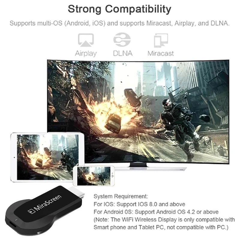 2 4G 4K Miracast Беспроводная DLNA AirPlay HDMI ТВ флешка Wifi Дисплей Dongle приемник для IOS Android ПК HD