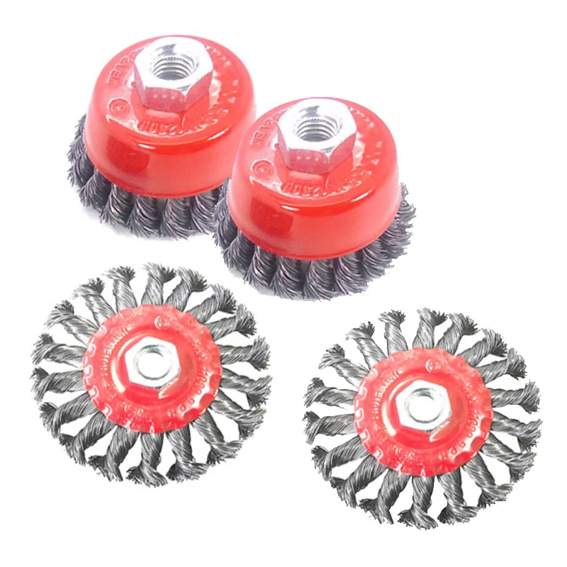 

2pcs Wire Brush+2pcs Flat Twisting Wheels For Angle Grinder Rust Remove