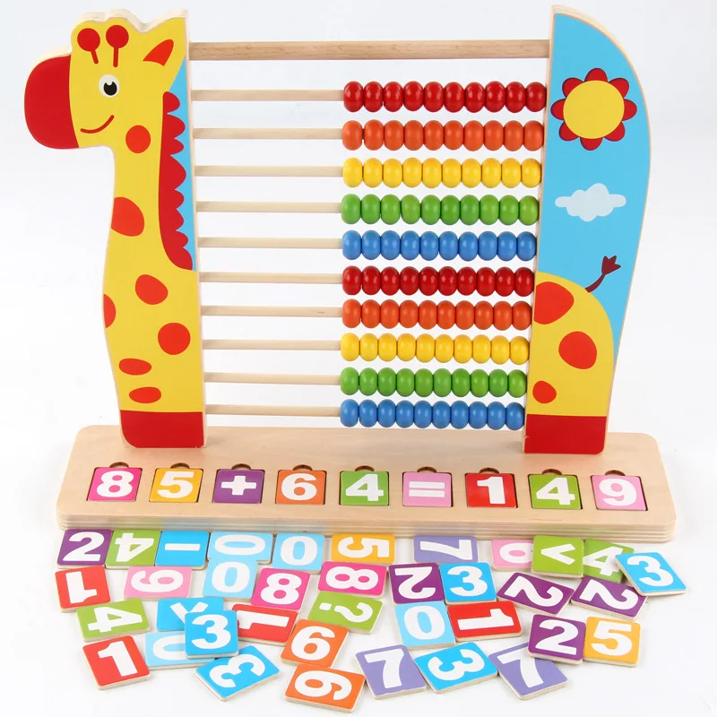 

Colorful Animal with Numbers Calculation Frame CHILDREN'S Toy Wooden Ten Stalls Arithmetic zhu suan jia Kindergarten Early Educa