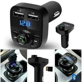 

Bluetooth Car Kit Handsfree Calling FM Transmitter Quick V5.0 Car Car Charger Auto USB 2.4A Bluetoooth MP3 Charge Player U5Z7