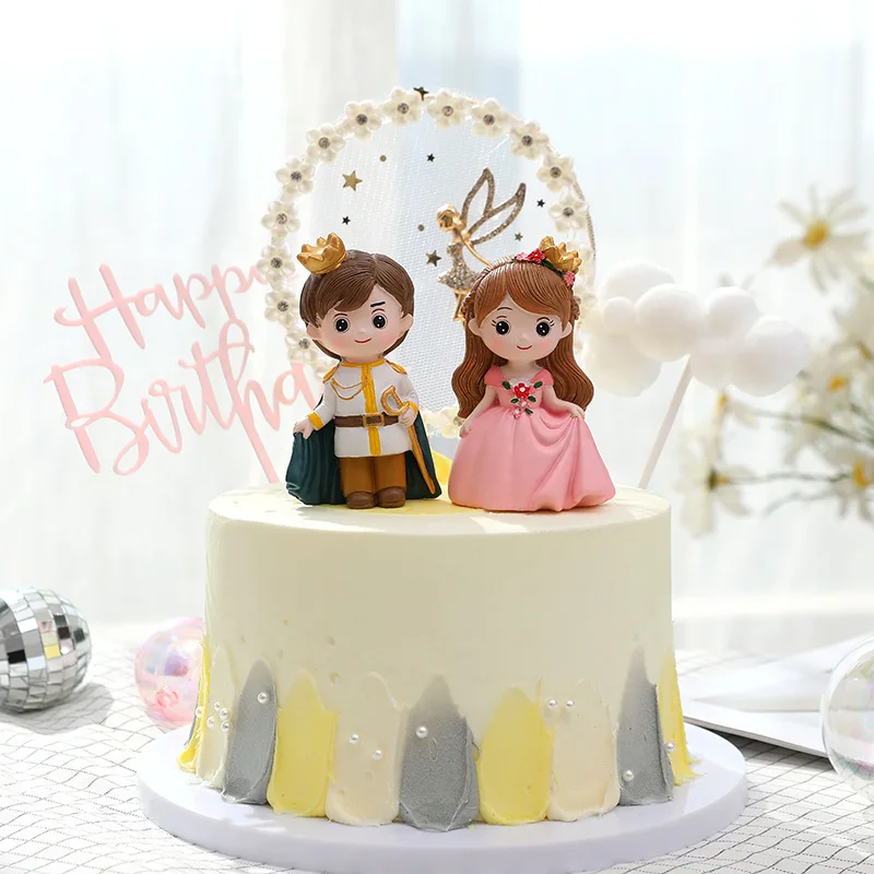 Birthday Party Supplies Cake Toppers Prince Princess Theme Cake Ornaments Cake Cupcake Toppers Flag Girls Birthday Party Decoration Anniversaire Supplies
