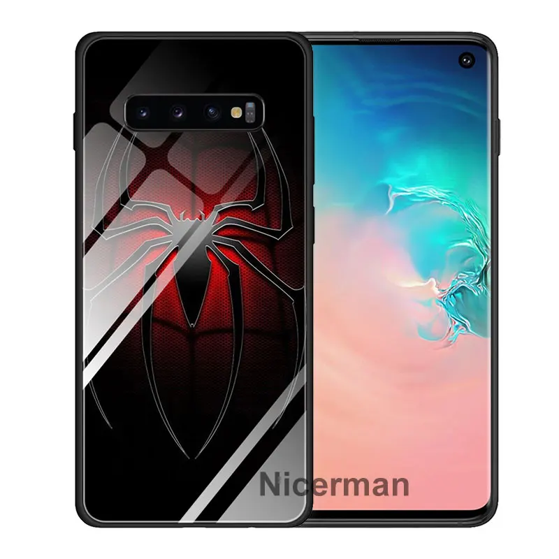 Marvel Железный человек Бэтмен герои закаленное стекло Чехлы для samsung Galaxy S10 S8 S9 Plus S10e Note 9 10 Plus A50 A30 чехол Coque