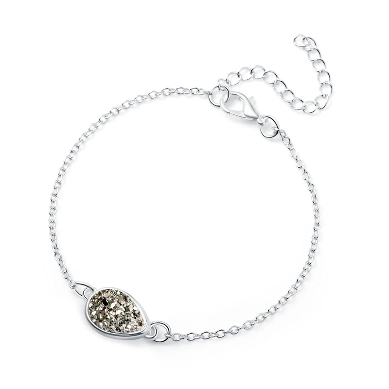 Геометрический натуральный кристалл Druse камень браслет серебряная Регулируемая цепь ювелирные изделия для женщин ручной подарок - Окраска металла: 2