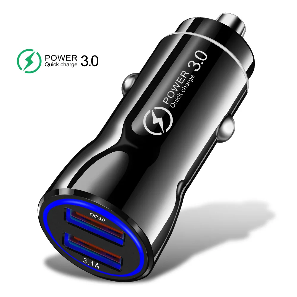 Black Car Charger Быстрое зарядное устройство OLAF 3,0 USB Автомобильное зарядное устройство для Xiaomi Mi 9 huawei P30 Pro QC3.0 2 USB порта Быстрая зарядка автомобиля зарядное устройство для мобильного телефона s - Тип штекера: Black Car Charger
