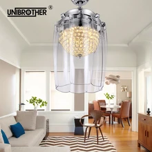 42 дюйма Хрустальная потолочная лампа-вентилятор с дистанционным управлением, 220 В, освещение для ресторана, гостиной, декоративное освещение, бесшумное