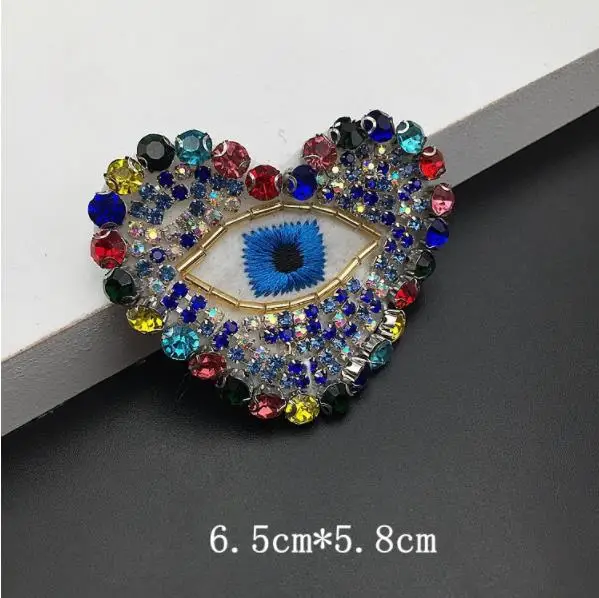 1pc beaded embroidered eye Patches for Clothing sew on rhinestonen eyes parches Appliques Decoration Badge parche