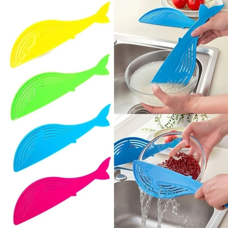 

Creative Whale Shaped Plastic Pot Strainer Rice Fruit Vegetable Wash Colanders Kitchen Gadgets Accessories color random