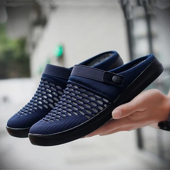 

Merkmak 2020 Men Slippers Summer Casual Men's Slippers Hollow out Casual Beach Sandal Flip Flops Shoes Non-slip Male Slides