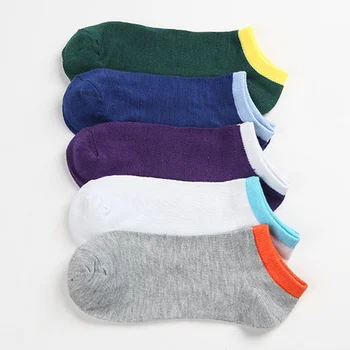 

5 Pairs Fashion Spring Summer Men Socks Comfortable And Breathable Splice Color Non-slip Ankle Low Cut Sock FEA889