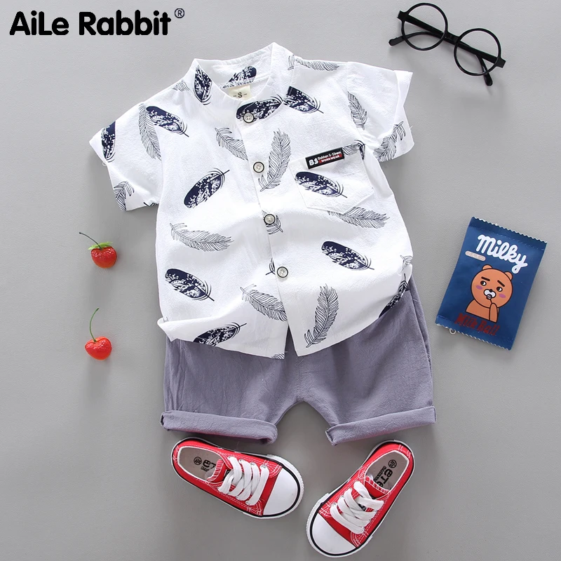 Boy Clothing Casual Baby Girl's Summer Clothes Set Sports Shirt+ Shorts Suits Cotton Products Kids | Детская одежда и обувь