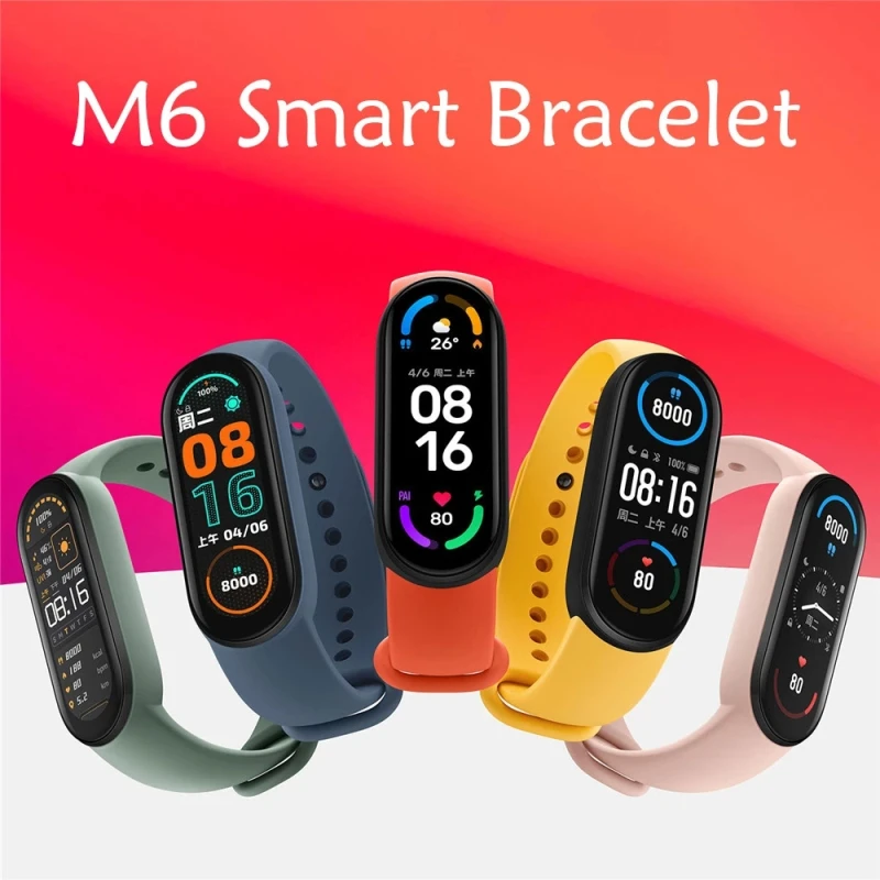 M6 Smart Bracelet AMOLED Screen M6 Bluetooth-compatible Smartband Heart Rate Fitness Tracker Sport IP67 Waterproof SmartBand