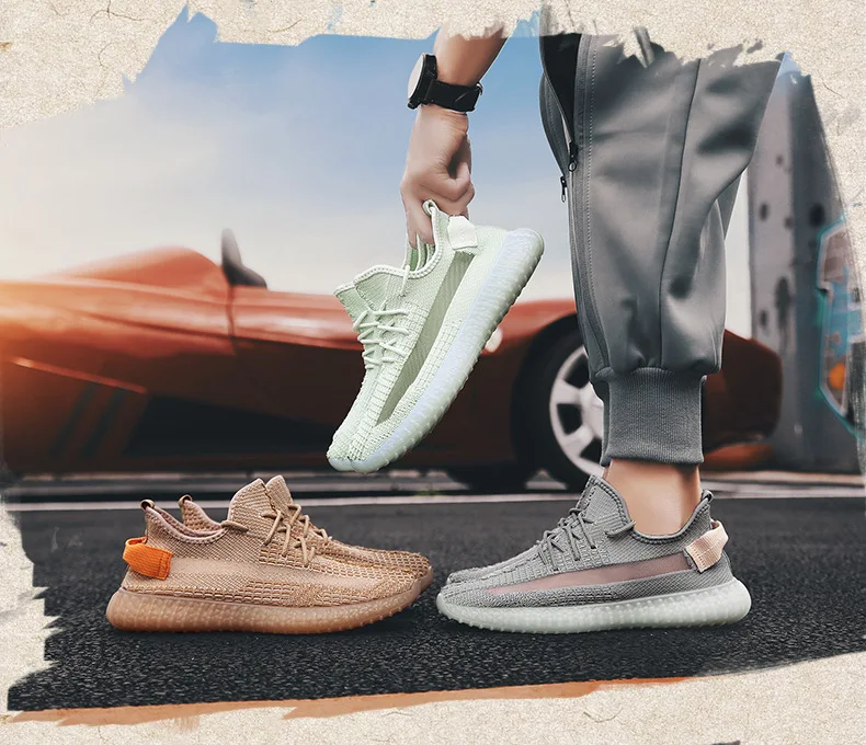 Hot Selling Archeology Yellow Coconut Shoes Men's Breathable Fly Woven Sports Footwear Running Shoes Summer MEN'S SHOES 350v2 Ba