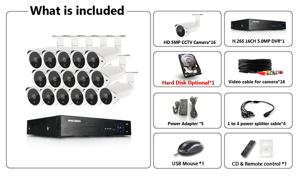 H.265+ 5MP Ultra HD 16CH DVR CCTV система безопасности Открытый 5MP EXIR камера ночного видения металлический комплект видеонаблюдения