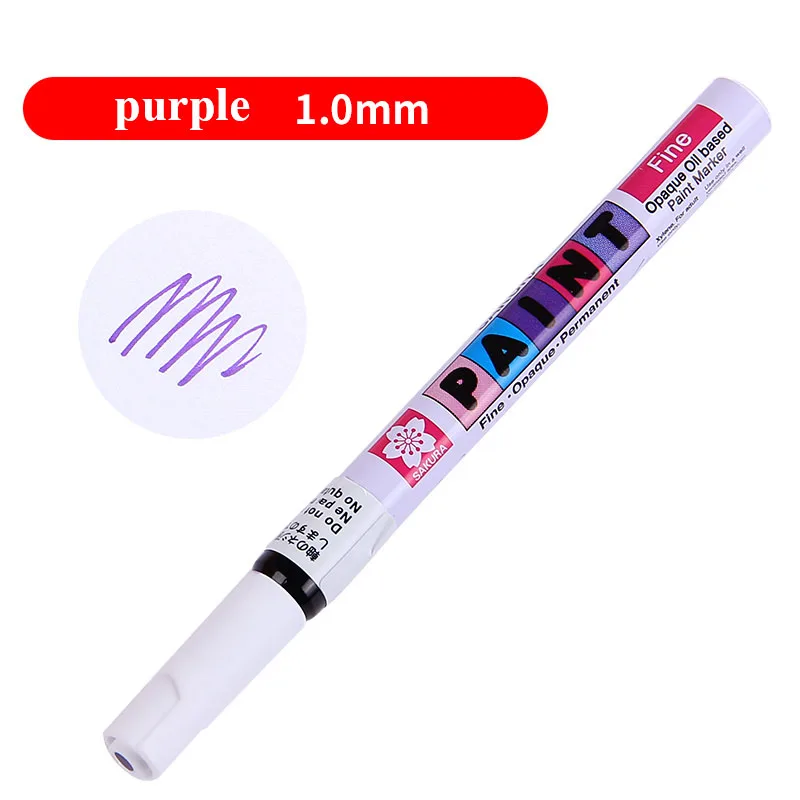 Маркерная ручка SAKURA для краски, стекло/сталь/резина/дерево/пластик/Одежда, высоколегкая ручка Graffti масляный маркер Marcador Caneta канцелярские принадлежности - Цвет: Purple-1.0mm