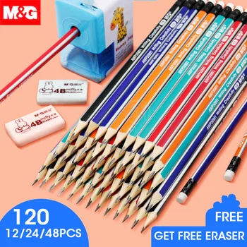 

M&G 12/24/48/120pcs Triangular HB Wood Pencil with Eraser Pre-Sharpened Lead Pencils Graphite Pencil for school supplies kids