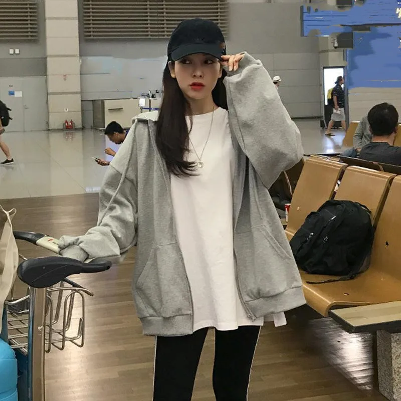 Female Clothes Oversized Hoodie Gray 