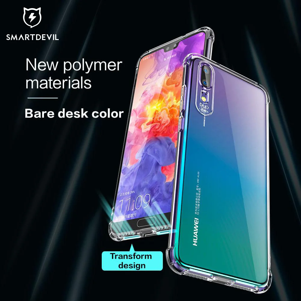 Противоударный бампер SmartDevil для Huawei P10 P20 P30 P40 Pro мягкий силиконовый чехол